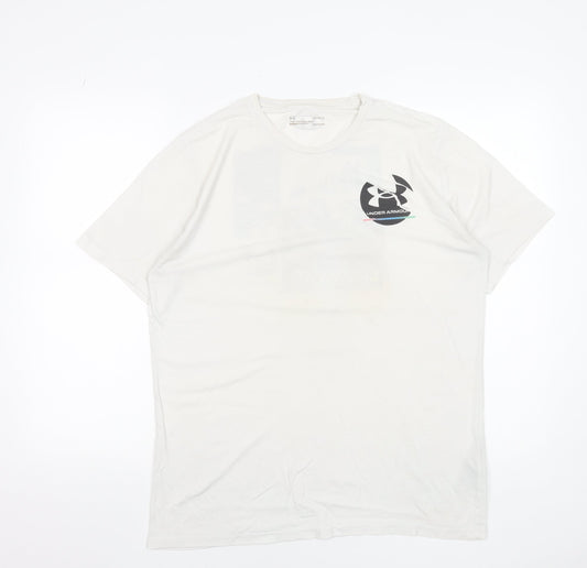 Under Armour Men's White Graphic Sports T-Shirt L Relaxed Fit