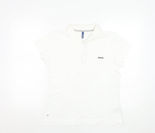 Womens UK Size 14 Reebok White Basic Polo