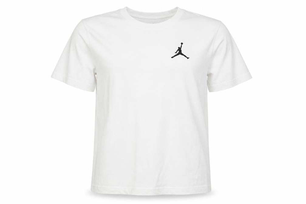 Front view of Jordan Teens White Cotton Crew Neck Short Sleeve Sports T-Shirt 12 Plus