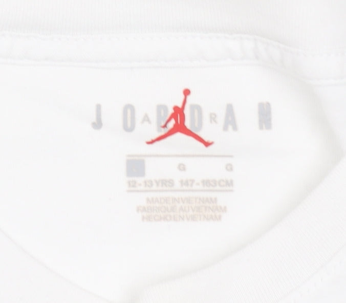Jordan Teens White Cotton Crew Neck Short Sleeve Sports T-Shirt 12 Plus