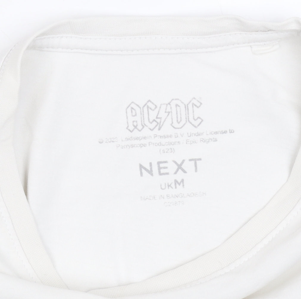 Next Men’s White AC/DC Band Graphic Rock T-Shirt Size M