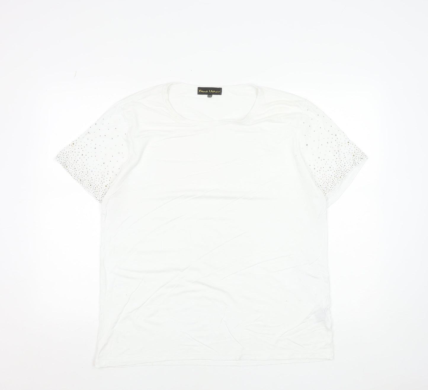 Womens UK Size S Frank Usher White Basic T-Shirt