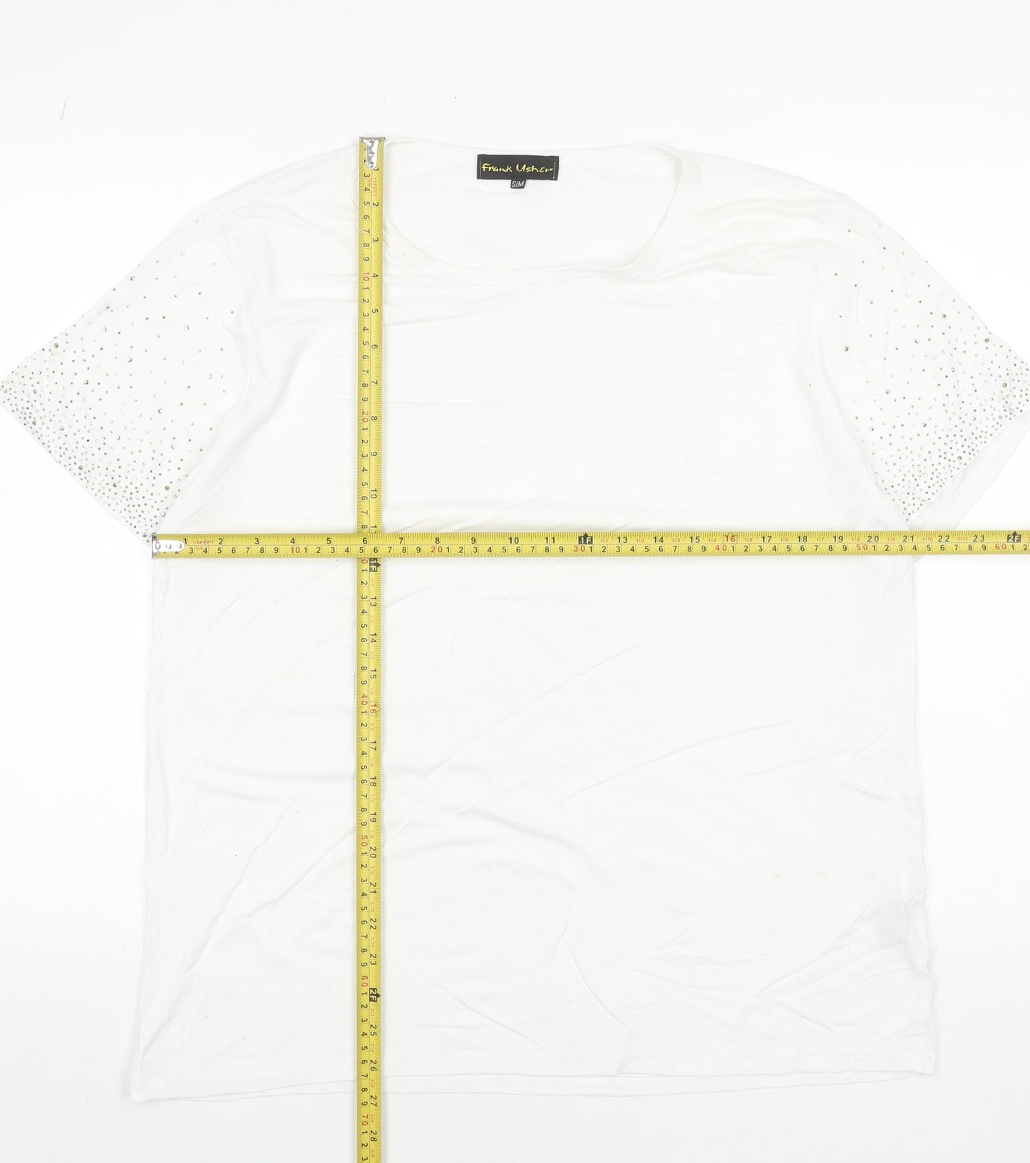 Womens UK Size S Frank Usher White Basic T-Shirt