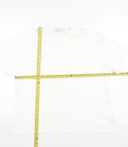 EWM Women’s White Cotton Short Sleeve Embroidered T-Shirt Size 18-20