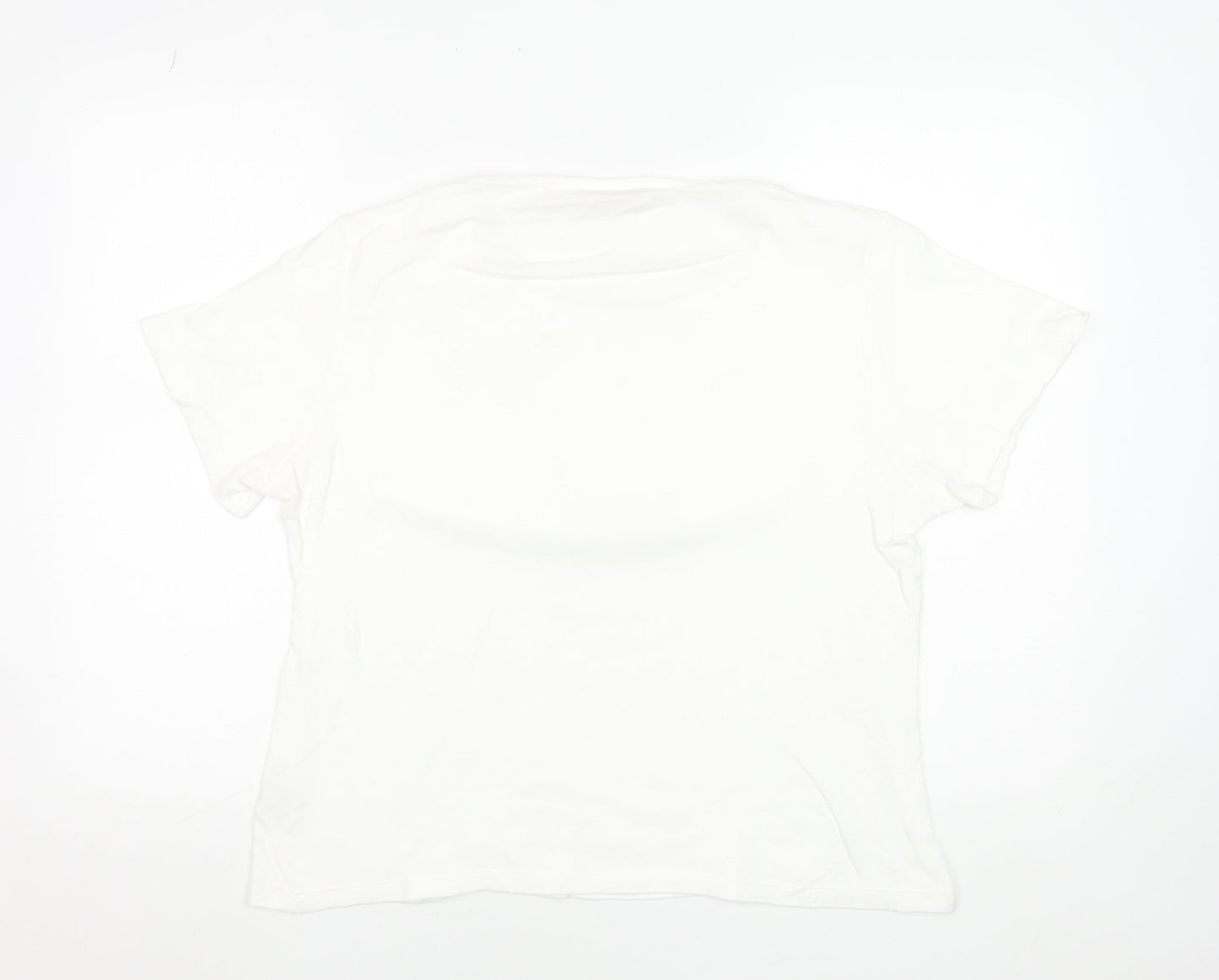 EWM Women’s White Cotton Short Sleeve Embroidered T-Shirt Size 18-20