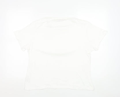 EWM Women’s White Cotton Short Sleeve Embroidered T-Shirt Size 18-20