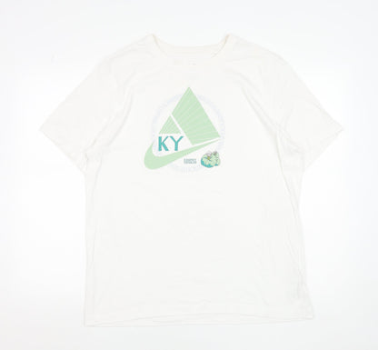 Nike Men's White Dri-FIT Graphic Sports T-Shirt L Regular Fit