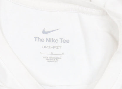 Nike Men's White Dri-FIT Graphic Sports T-Shirt L Regular Fit