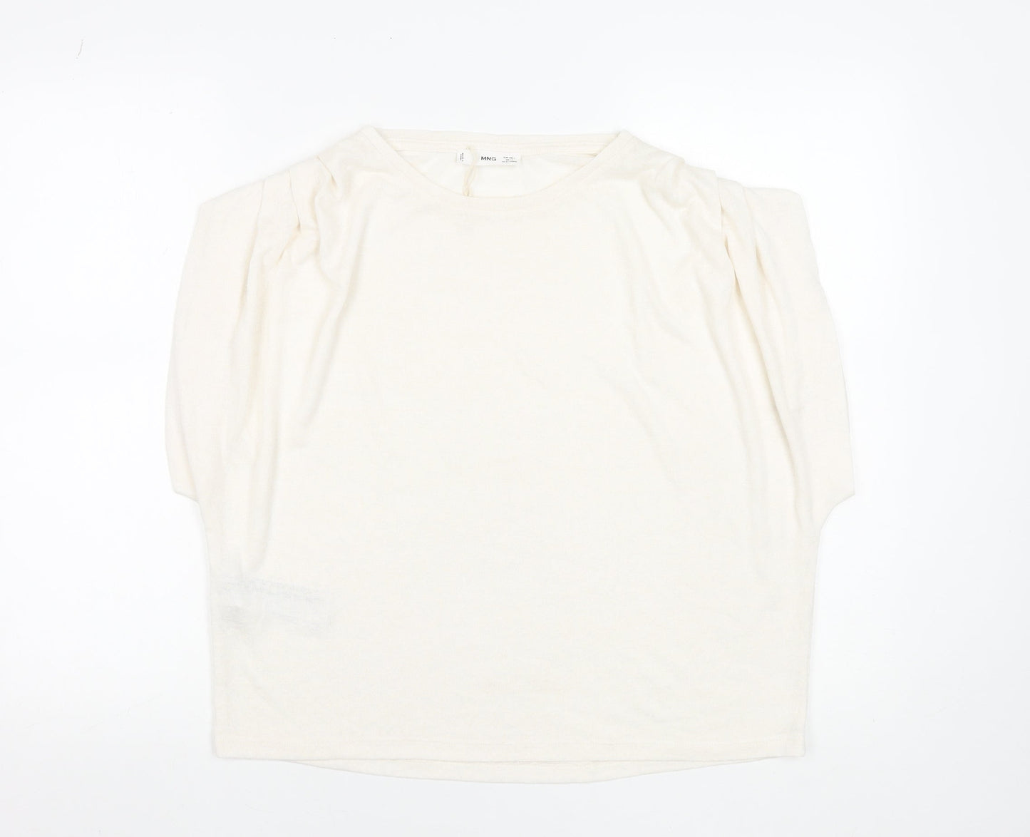 Womens UK Size 14 MNG Ivory Basic T-Shirt