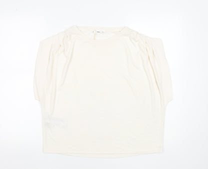 Womens UK Size 14 MNG Ivory Basic T-Shirt