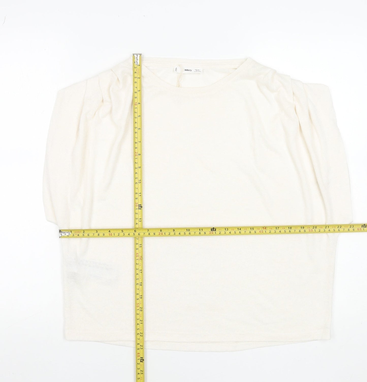 Womens UK Size 14 MNG Ivory Basic T-Shirt