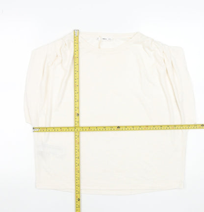 Womens UK Size 14 MNG Ivory Basic T-Shirt