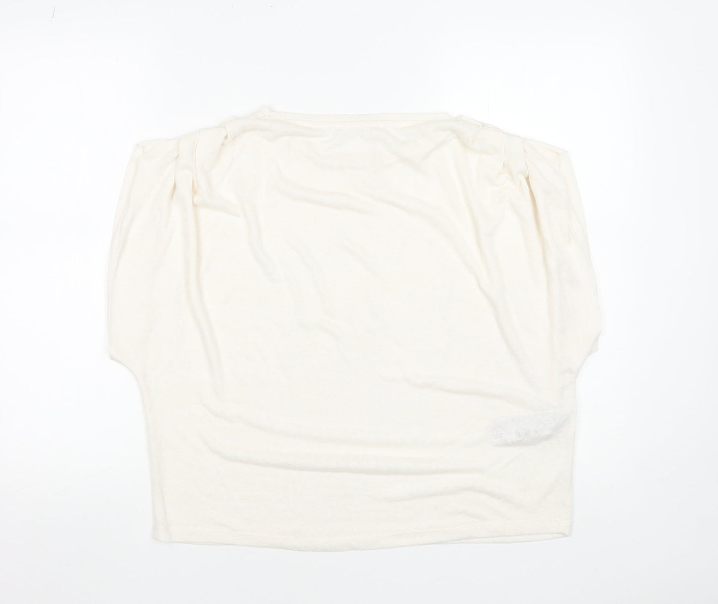 Womens UK Size 14 MNG Ivory Basic T-Shirt