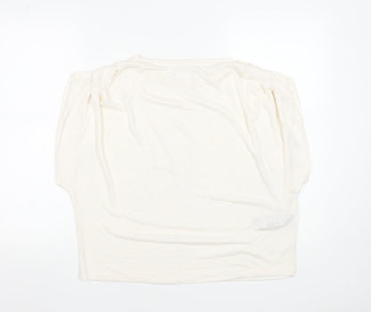Womens UK Size 14 MNG Ivory Basic T-Shirt