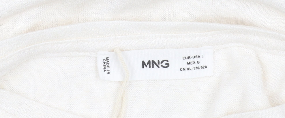 Womens UK Size 14 MNG Ivory Basic T-Shirt