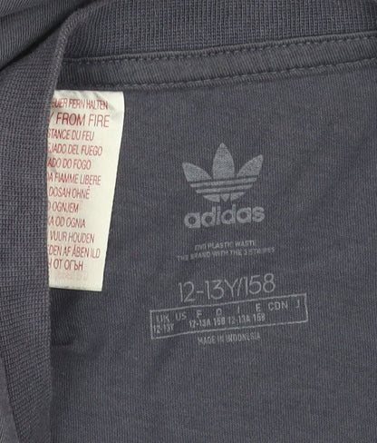 Adidas Boys Grey 12-13 Years Regular Fit Logo Cotton T-Shirt