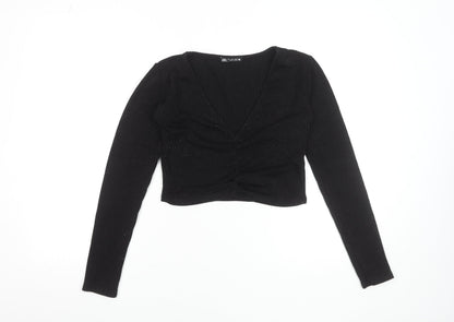 Womens UK Size S Zara Black Cropped Blouse