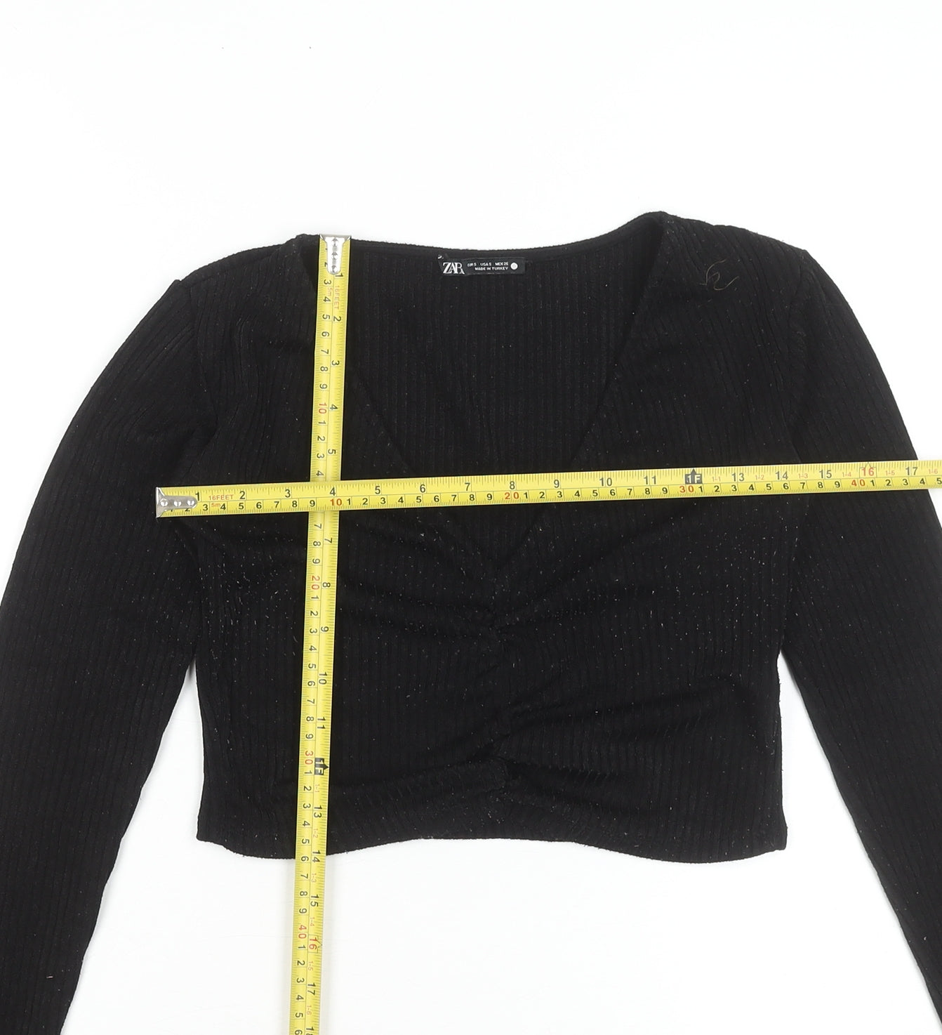Womens UK Size S Zara Black Cropped Blouse
