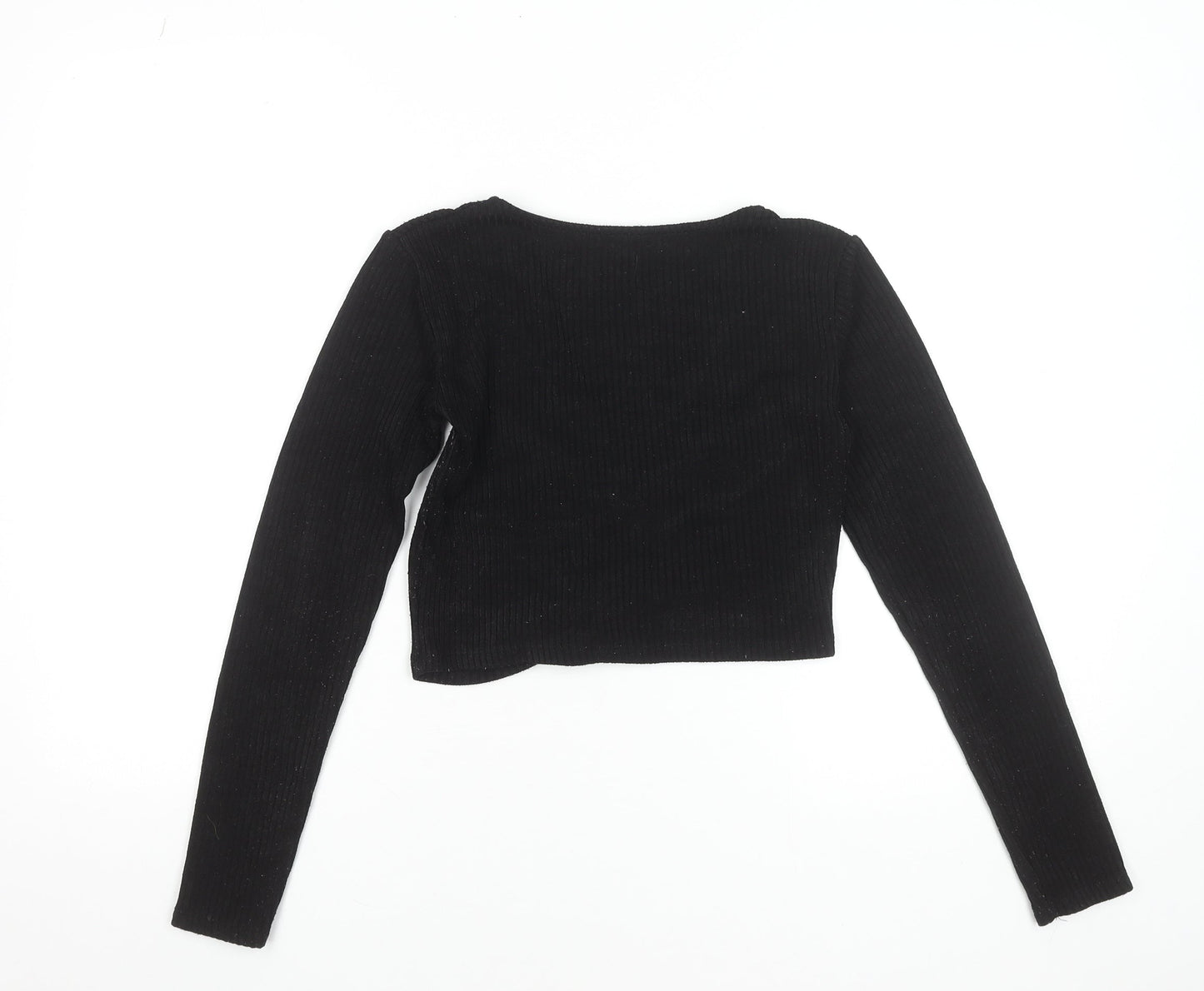 Womens UK Size S Zara Black Cropped Blouse
