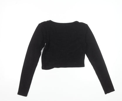 Womens UK Size S Zara Black Cropped Blouse