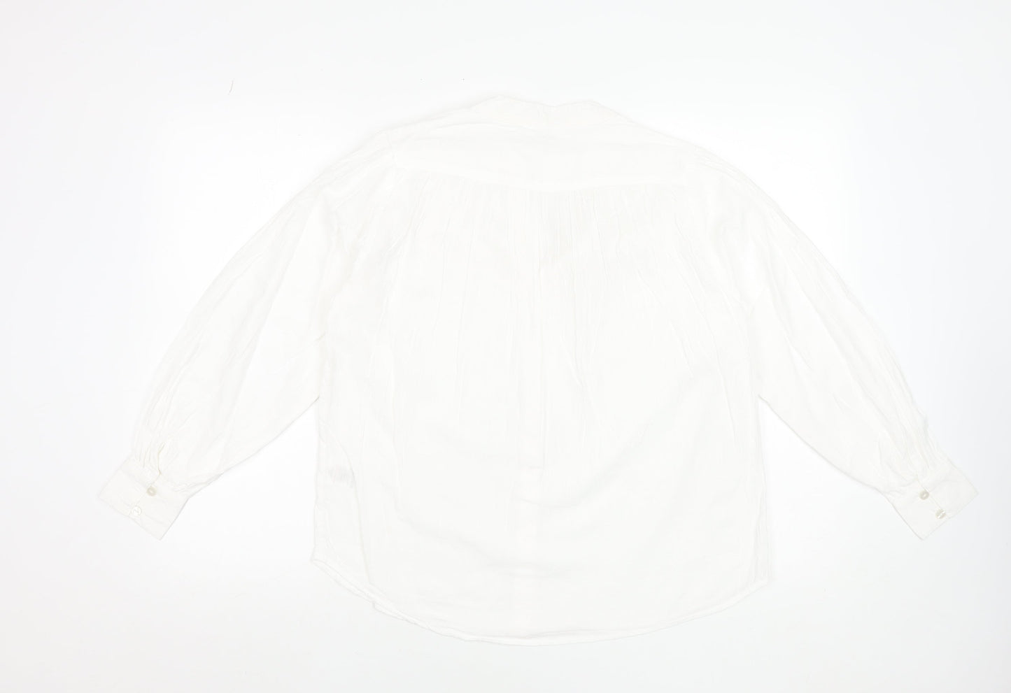 Cotton Traders Women’s White Lace Detail Long Sleeve Boho Blouse UK 8