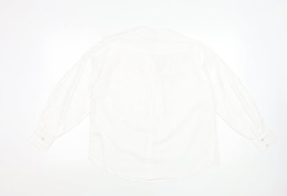 Cotton Traders Women’s White Lace Detail Long Sleeve Boho Blouse UK 8