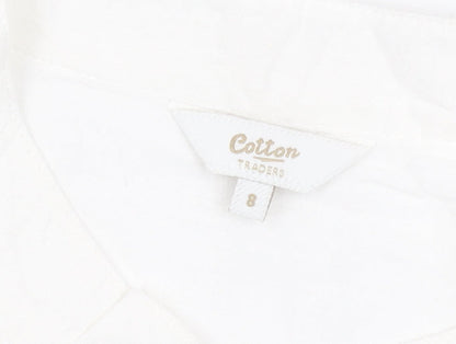 Cotton Traders Women’s White Lace Detail Long Sleeve Boho Blouse UK 8