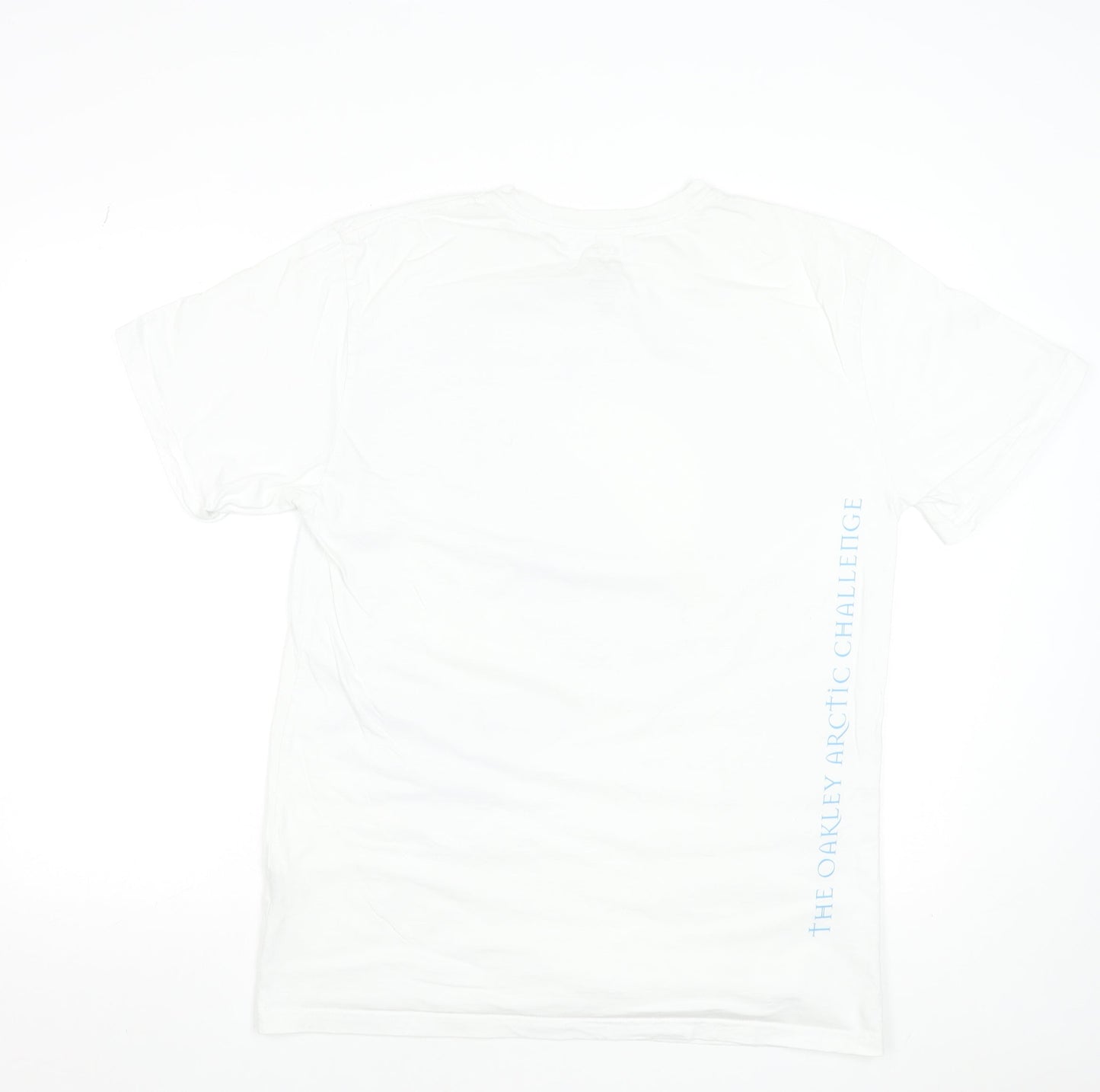 Oakley Men’s White Blue Graphic Regular Fit Cotton T-Shirt Size L