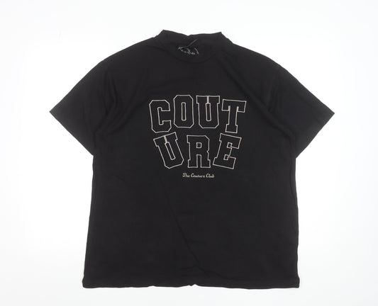 The Couture Club Black Graphic High Neck Unisex T-Shirt Size S