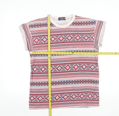 Topman Men's Red Aztec Geometric Crew Neck Cotton Short Sleeve T-Shirt Size S