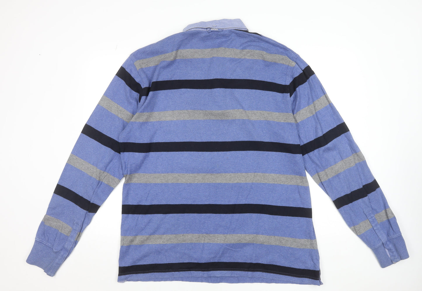 GANT Men's Blue Striped Collared Long Sleeve Cotton Jumper 3XL