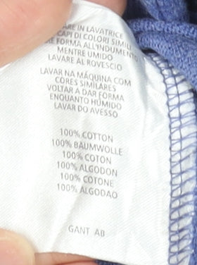 GANT Men's Blue Striped Collared Long Sleeve Cotton Jumper 3XL