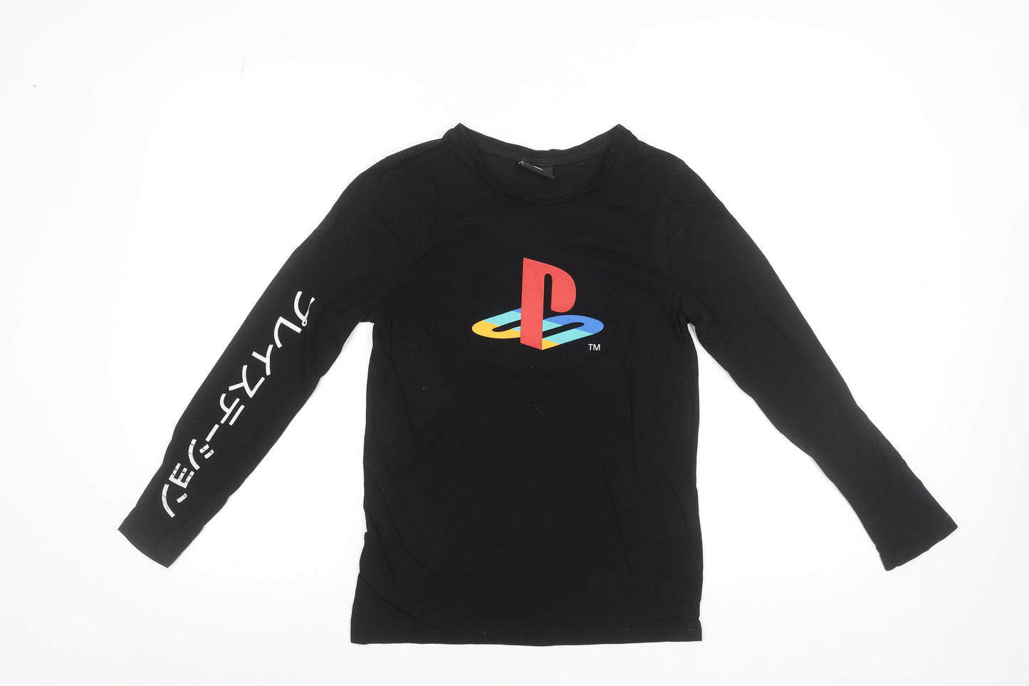 George Boys Black PlayStation Long Sleeve Cotton T-Shirt 11-12 Years