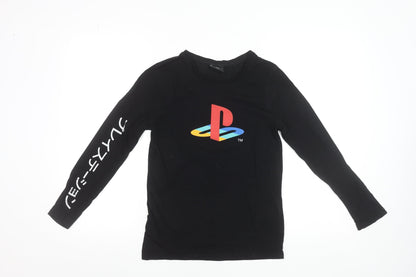 George Boys Black PlayStation Long Sleeve Cotton T-Shirt 11-12 Years