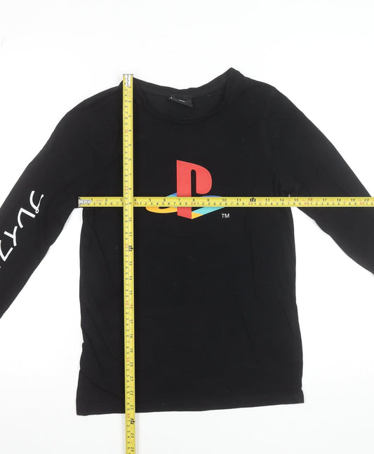 George Boys Black PlayStation Long Sleeve Cotton T-Shirt 11-12 Years
