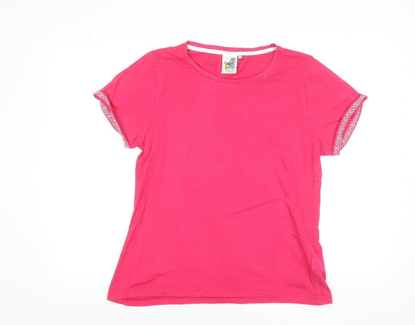Womens UK Size 12 Weird Fish Pink Basic T-Shirt