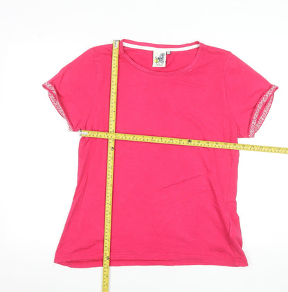 Womens UK Size 12 Weird Fish Pink Basic T-Shirt