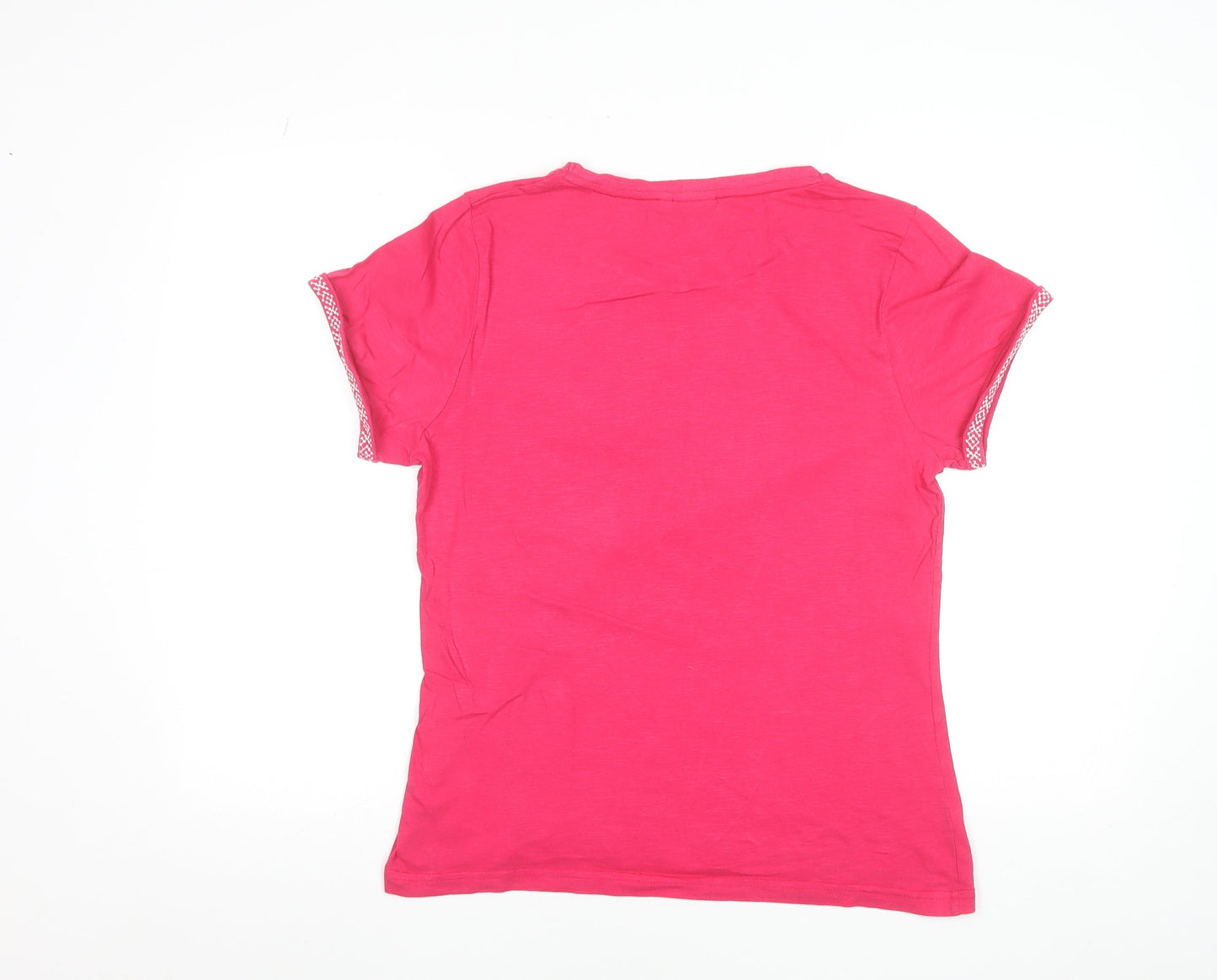 Womens UK Size 12 Weird Fish Pink Basic T-Shirt