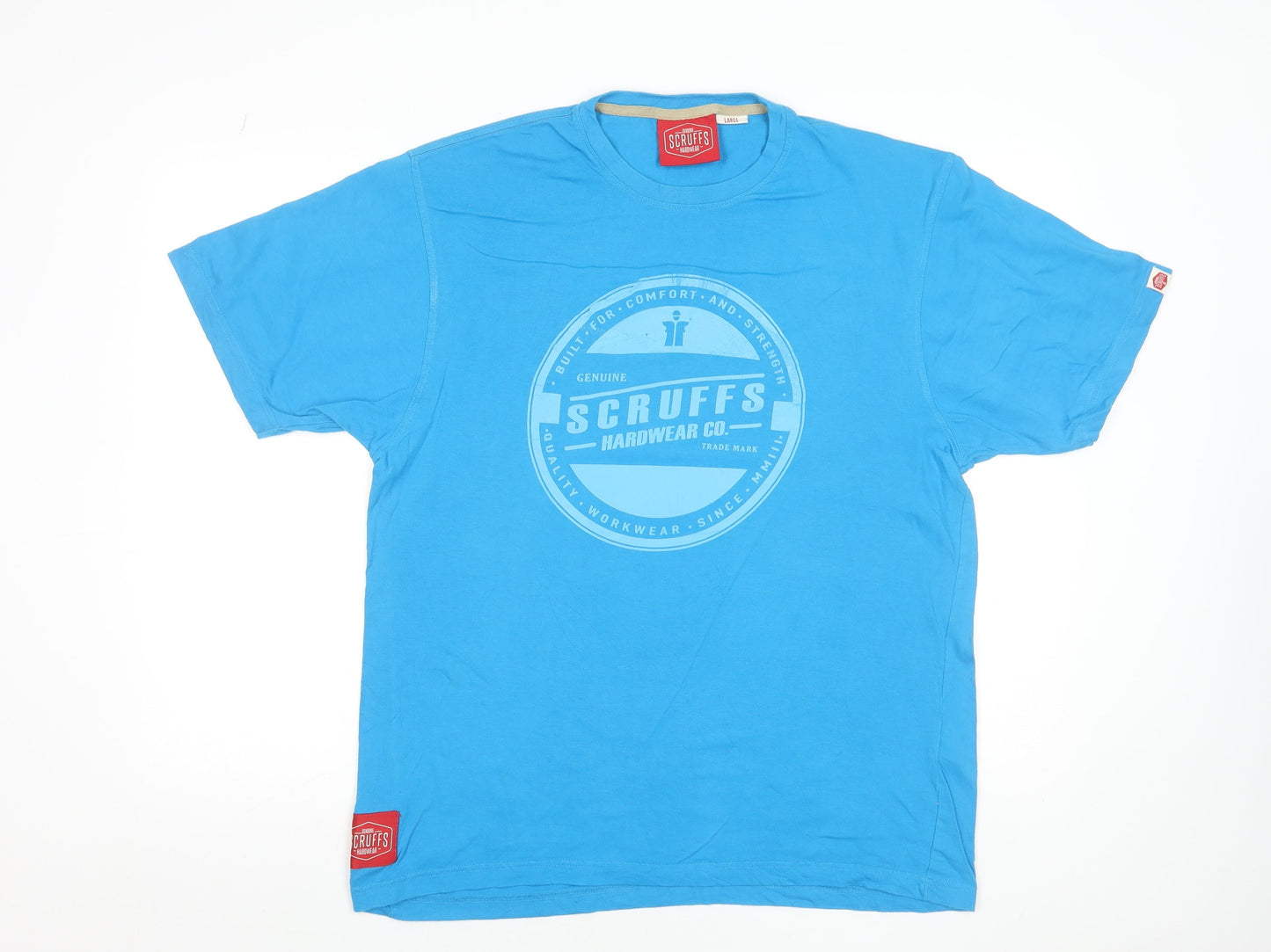 Scruffs Men's Blue Cotton Crew Neck Graphic T-Shirt Size L