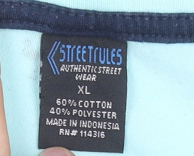 Street Rules Men's Blue XL Graphic Print Cotton Blend T-Shirt