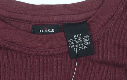 Womens UK Size M Kiss Red Basic T-Shirt