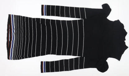 Miss Selfridge Women’s Black Striped Knit Bodycon Dress UK 12