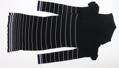 Miss Selfridge Women’s Black Striped Knit Bodycon Dress UK 12