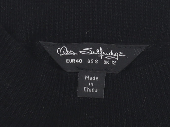 Miss Selfridge Women’s Black Striped Knit Bodycon Dress UK 12