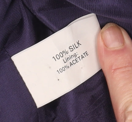 Monsoon Twilight Blue Striped Silk Suit Jacket Women’s Size 12