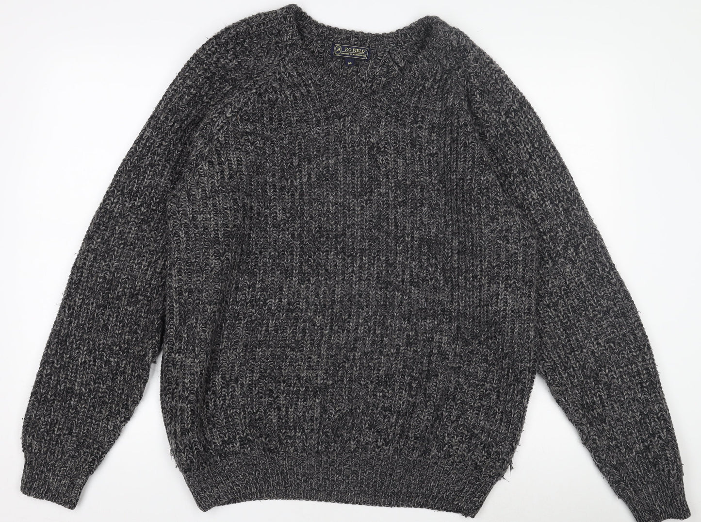 P.G. Field Men's Grey Chunky Knit Acrylic Pullover Jumper M
