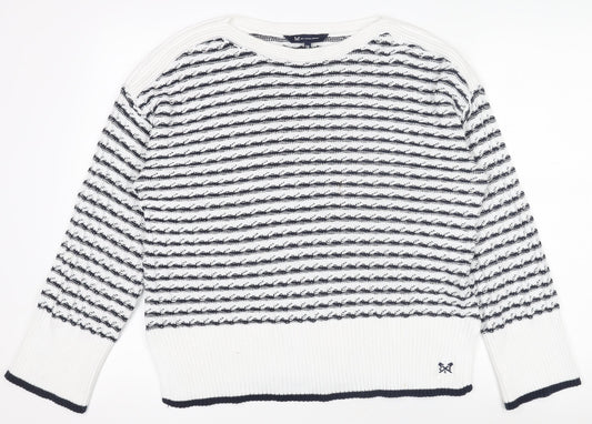 Crew Clothing Women’s White Navy Striped Cotton Jumper Size 12