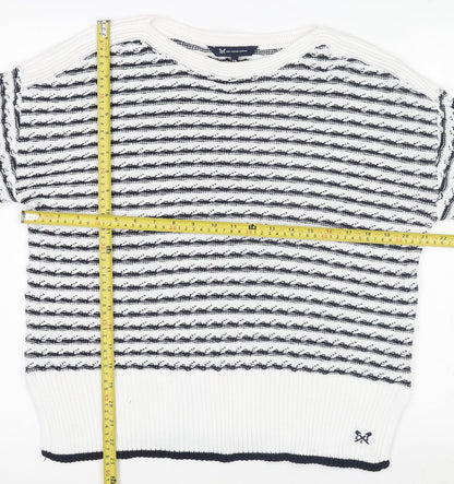 Crew Clothing Women’s White Navy Striped Cotton Jumper Size 12