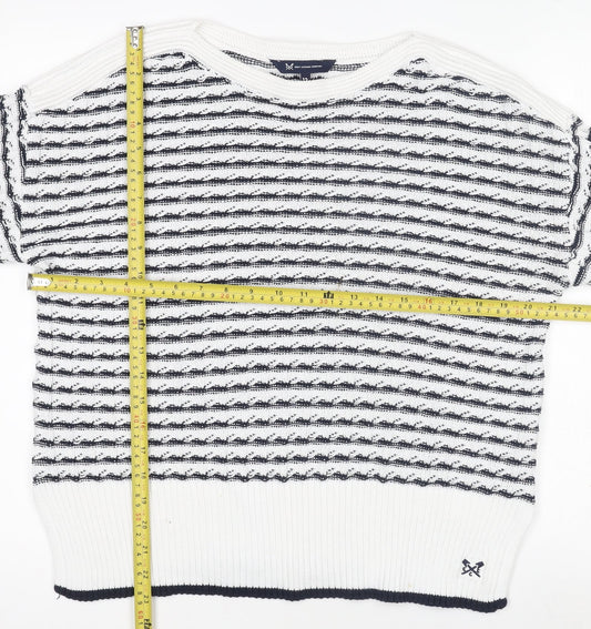 Crew Clothing Women’s White Navy Striped Cotton Jumper Size 12