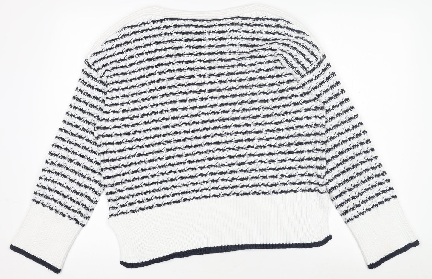 Crew Clothing Women’s White Navy Striped Cotton Jumper Size 12